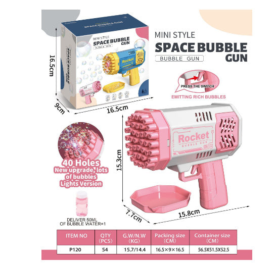 Bubble Gun Rocket  Automatic Blower With Light Toys For Kids