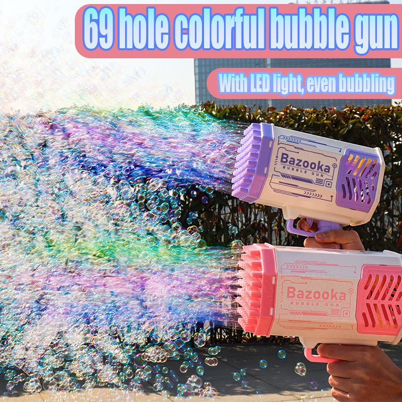 Bubble Gun Rocket  Automatic Blower With Light Toys For Kids