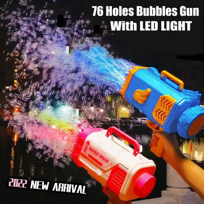 Bubble Gun Rocket  Automatic Blower With Light Toys For Kids