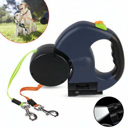 Utdragbart hundkoppel för två hundar